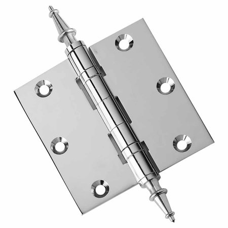 EMBASSY 3-1/2 x 3-1/2 Solid Brass Hinge, Polished Chrome Finish with Steeple Tips 3535BBUS26S-1